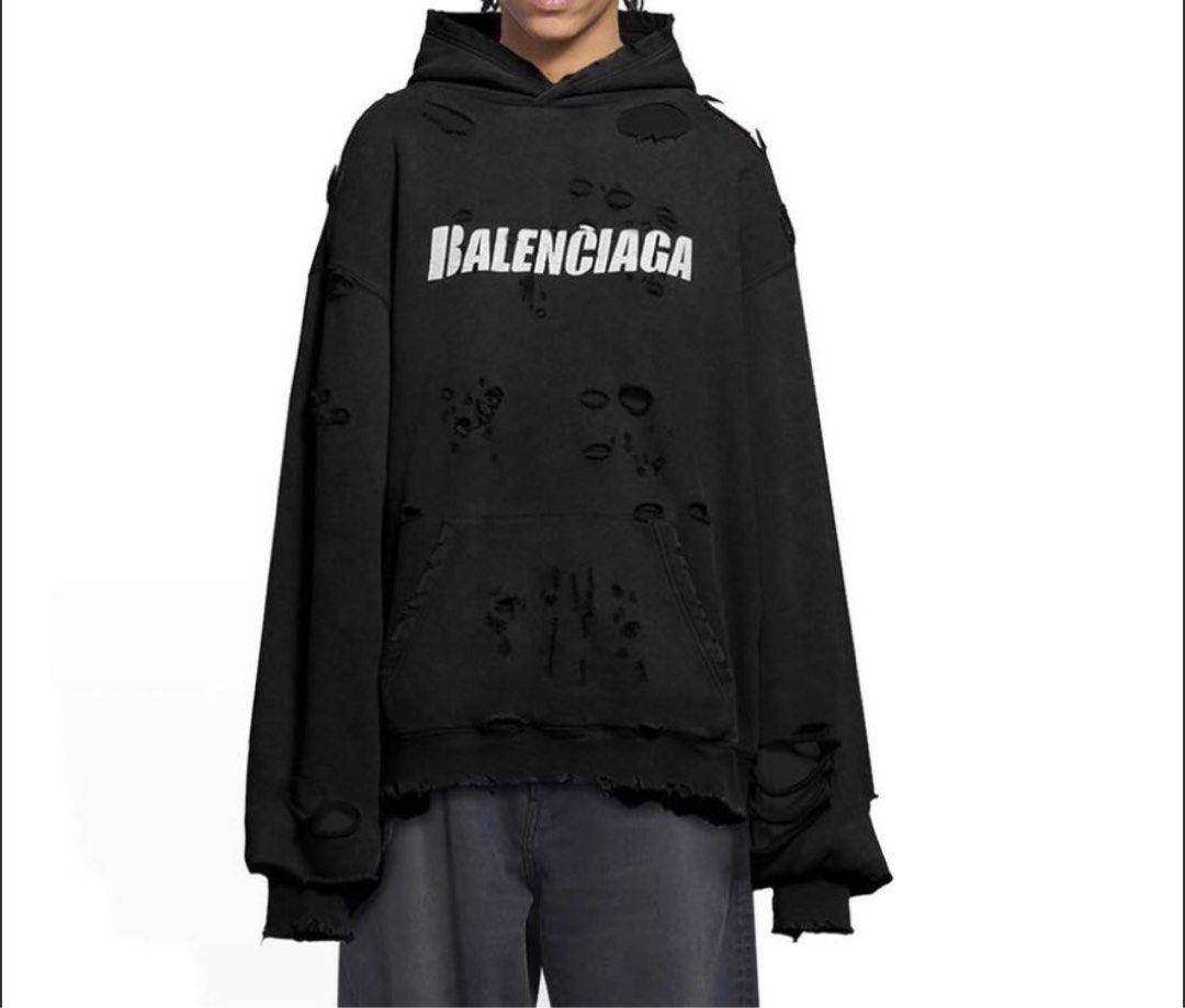 Balenciaga Black Political Logo Large Fit Hoodie  ZOOFASHIONSCOM