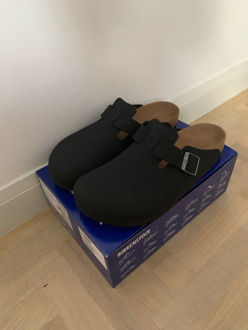 Birkenstock Bostons vegan black, Men's Fashion, Footwear, Sneakers on