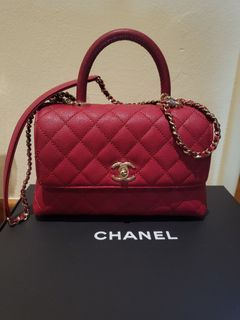 Chanel Beige Quilted Caviar & Burgundy Lizard Large Coco Handle Flap Bag - Handbag | Pre-owned & Certified | used Second Hand | Unisex
