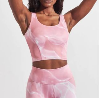 BNWT Buffbunny sports pink crop tank 'Crystal' in rose quartz, size small