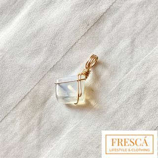 Brand New Authentic FRESCÁ Freeform Opalite & Authentic 10k Gold Filled Wire Round Orb Pendant