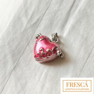 Brand New Authentic FRESCÁ Luxe Heart Secret Compartment Locket Pink & Silver Pendant Charm