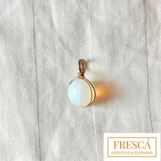Brand New Authentic FRESCÁ Opalite & Authentic 10k Gold Filled Wire Orb Round Pendant