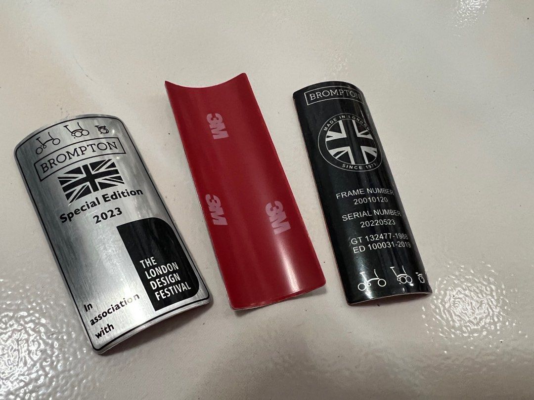 Brand new brompton frame number silver and black steel sticker, Sports