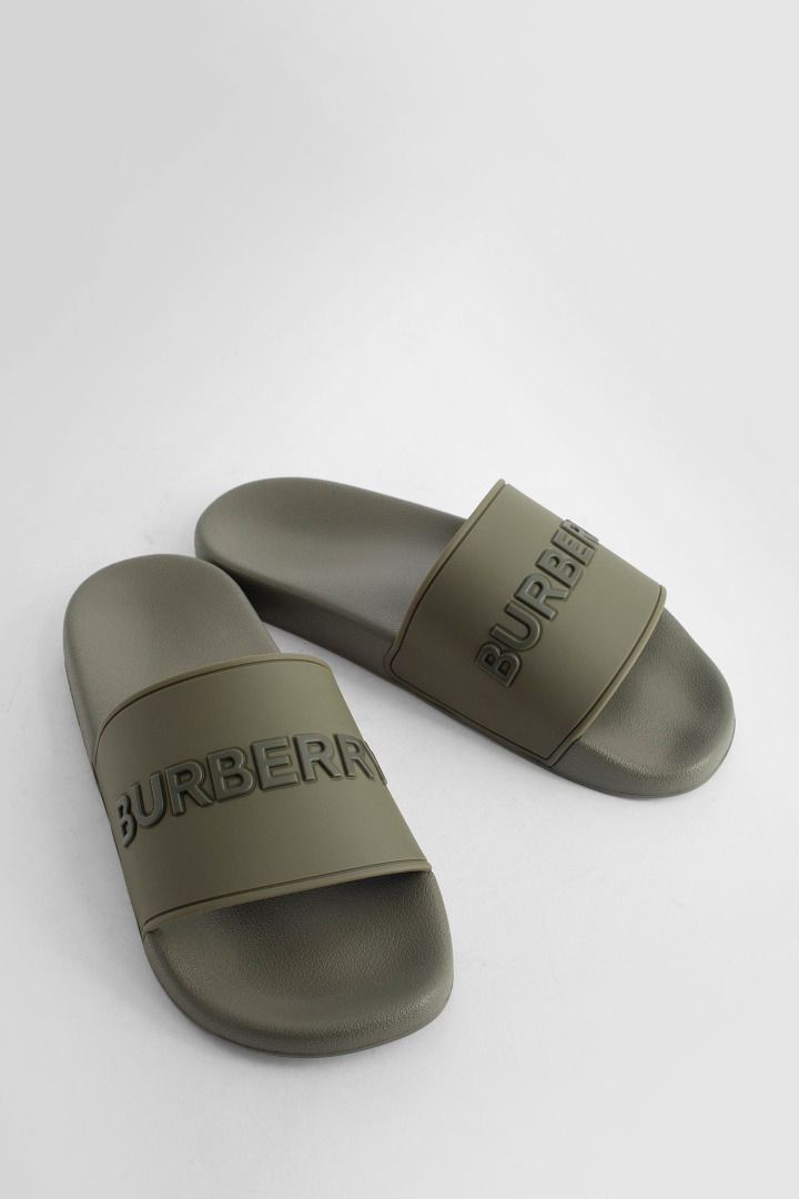 Burberry Logo Slides Green, Men's Fashion, Footwear, Flipflops and Slides  on Carousell
