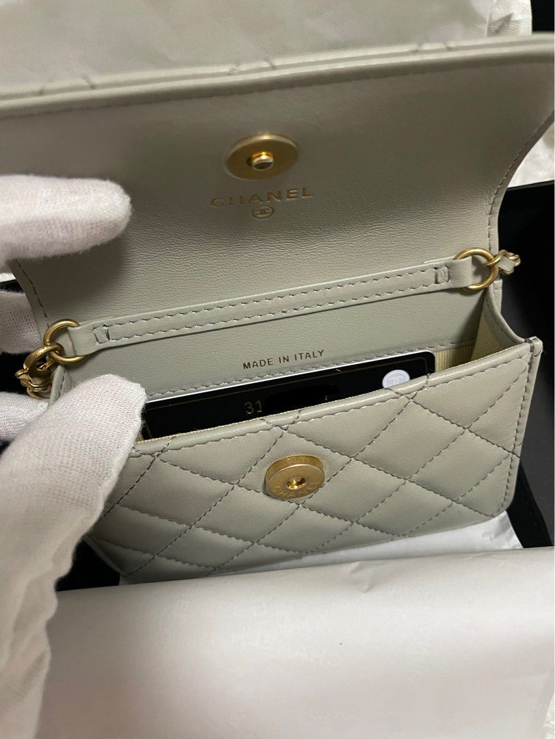 Chanel Clutch Belt Bag Pearl Crush Chain in Grey Color Luxury