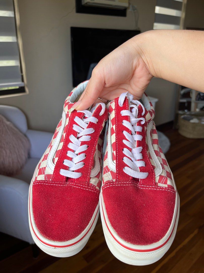 Checkered Vans Red