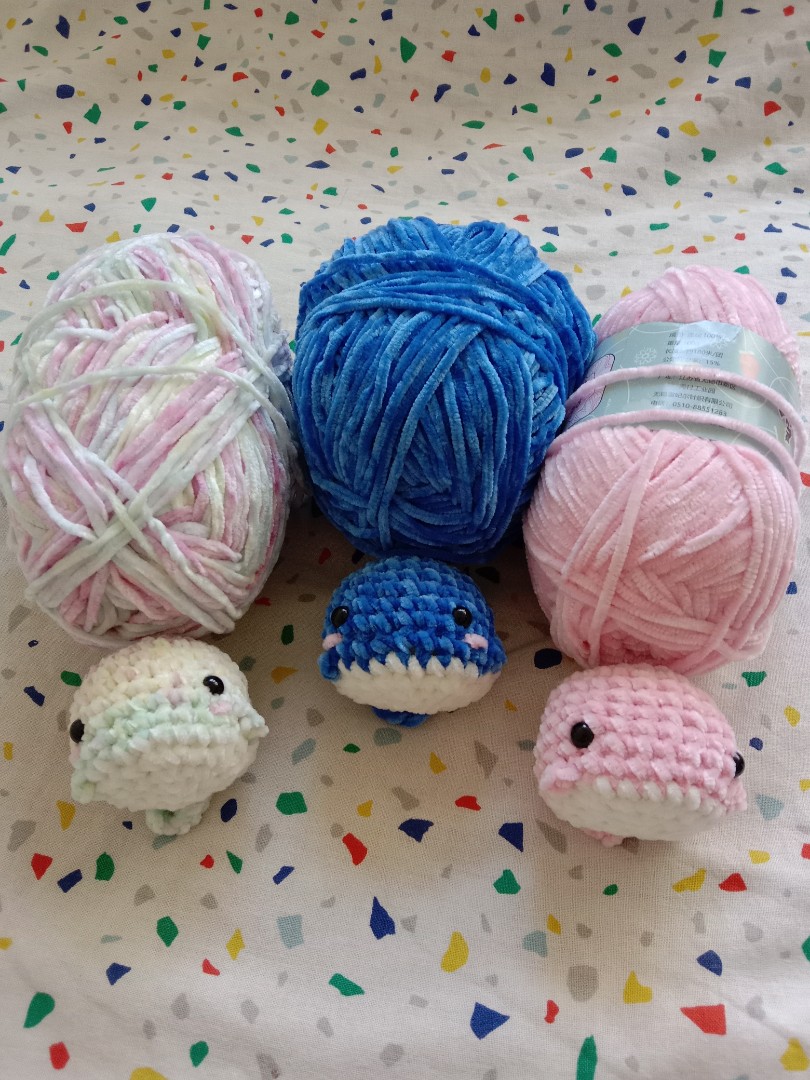 Cute crotchet whale plushie keychains amigurumi, Hobbies & Toys