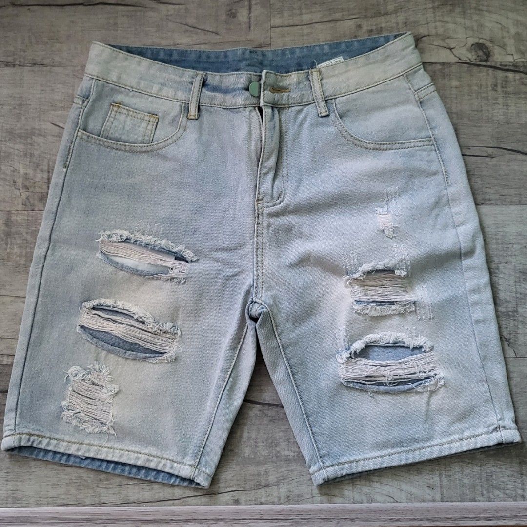Mens denim distressed shorts shop