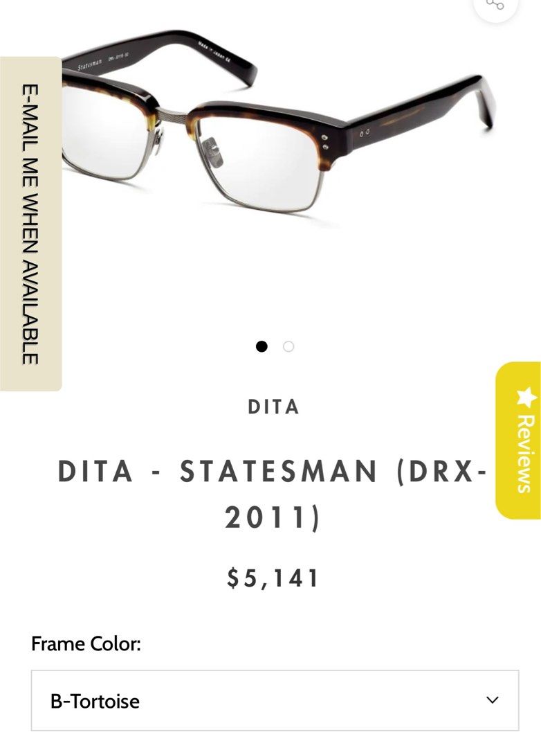 DITA Statesman Glasses Frame - DRX-2011-52 - Tortoise, 女裝, 手錶