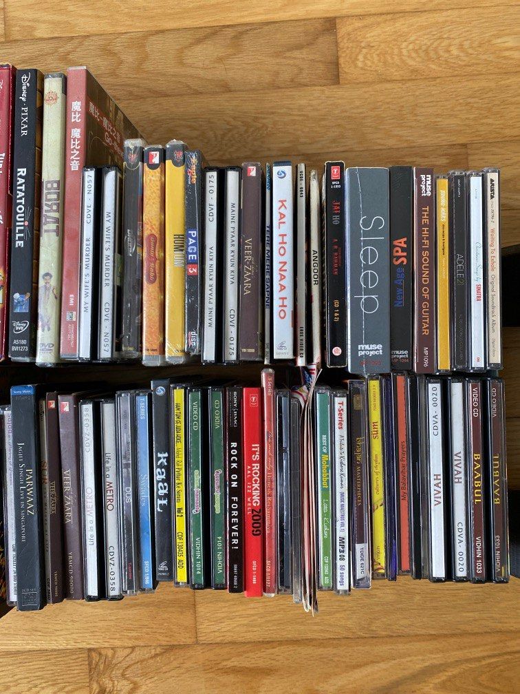 DVDs, VCDs, Audio CDs Hindi and English assorted free to take