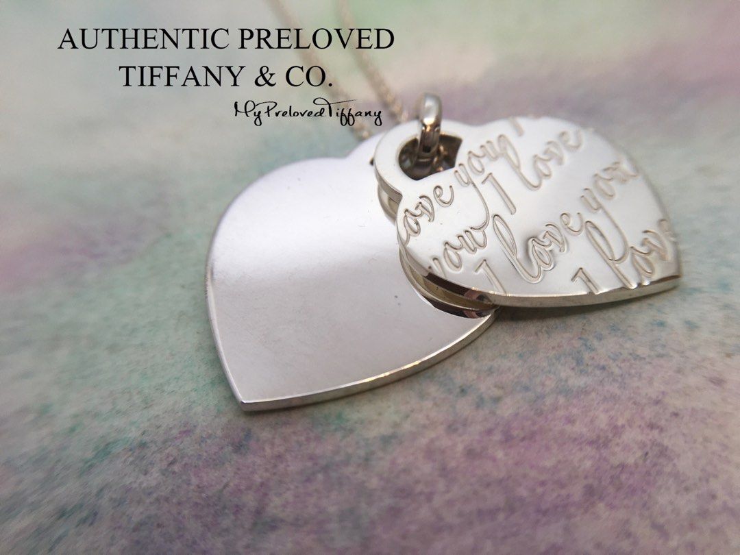 Excellent Authentic Tiffany Co. Notes I Love You Double Heart
