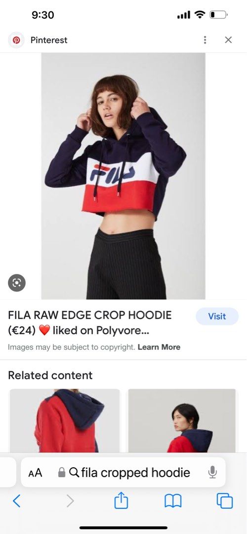 Fila crop on sale top hoodie