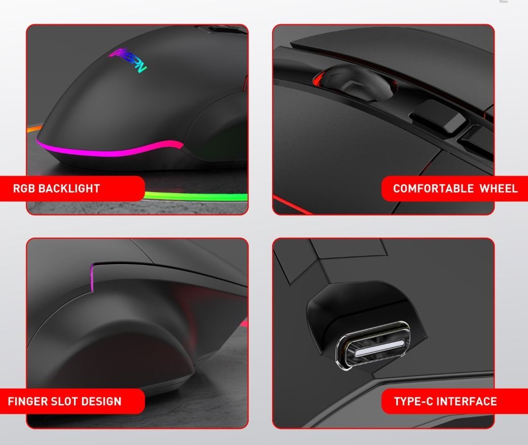 Gaming Bluetooth Mouse Three-Mode TYPEC Rechargeable Wireless RGB ...