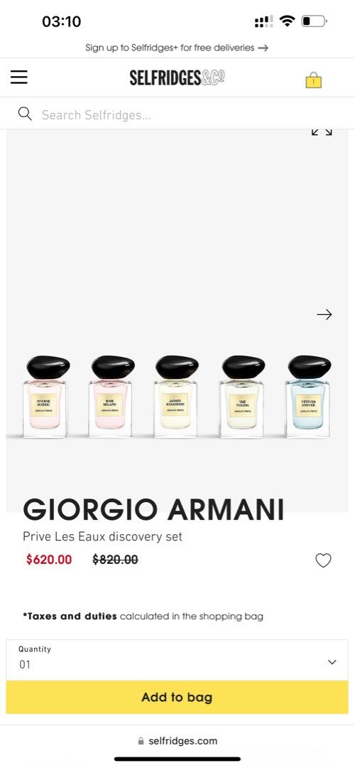 Armani prive sales discovery set