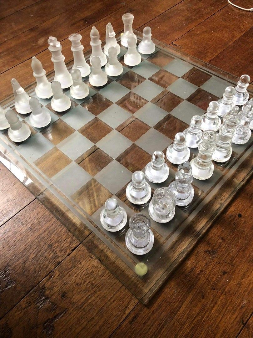 glass chess board, Hobbies & Toys, Toys & Games on Carousell