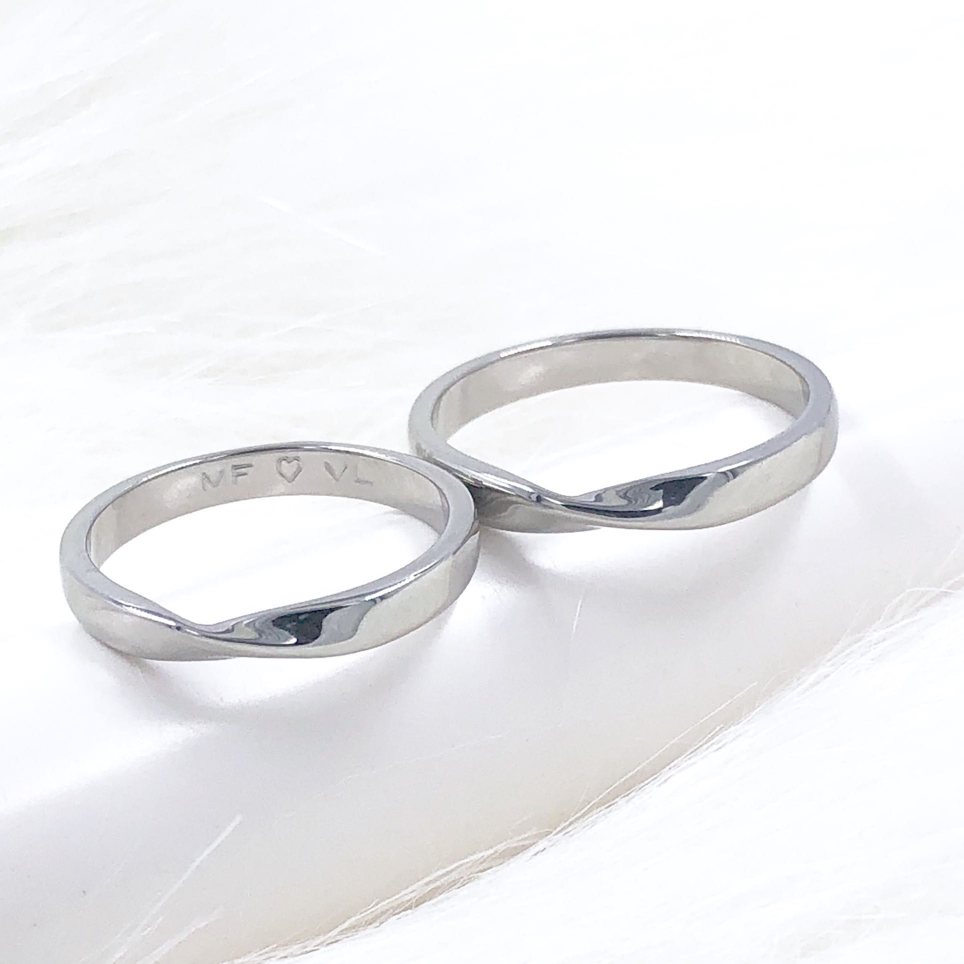 Wedding ROM Couple Adjustable Silver Rings