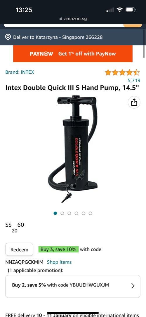 Pompe à Main Double Quick III S Intex - Pour Ballons Et Matelas - 14.5 Pouces