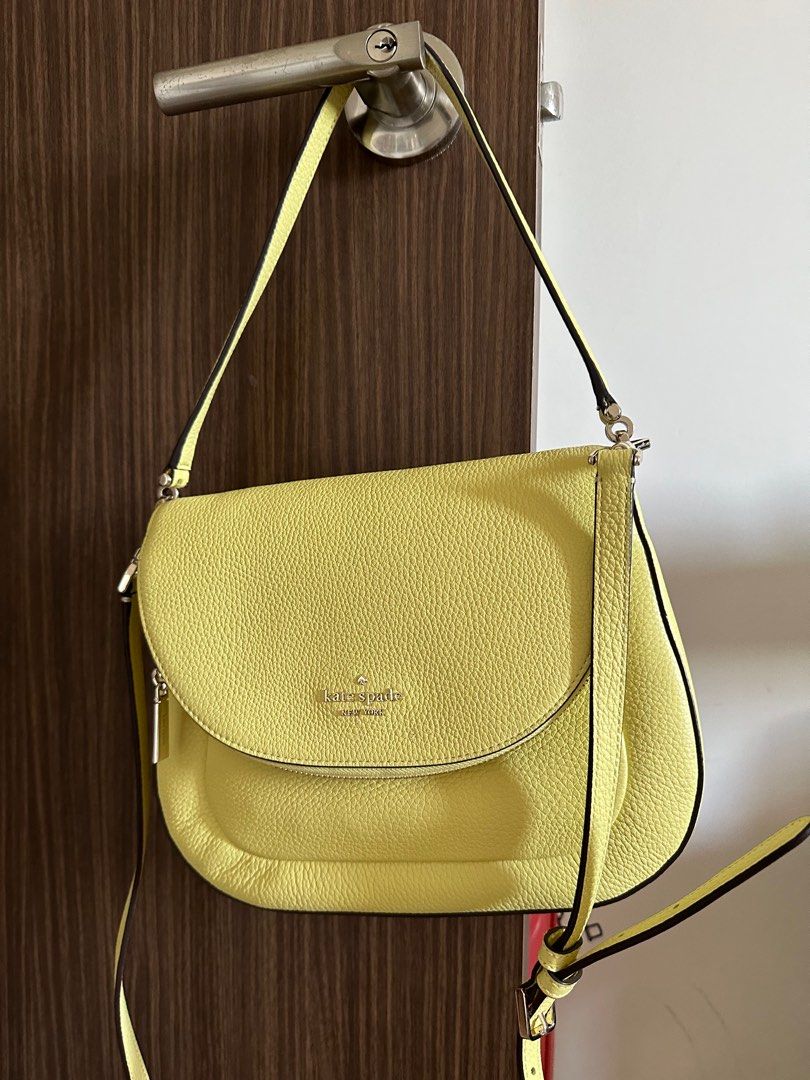 Kate Spade Leila Sunflower Yellow Leather Flap Shoulder Bag