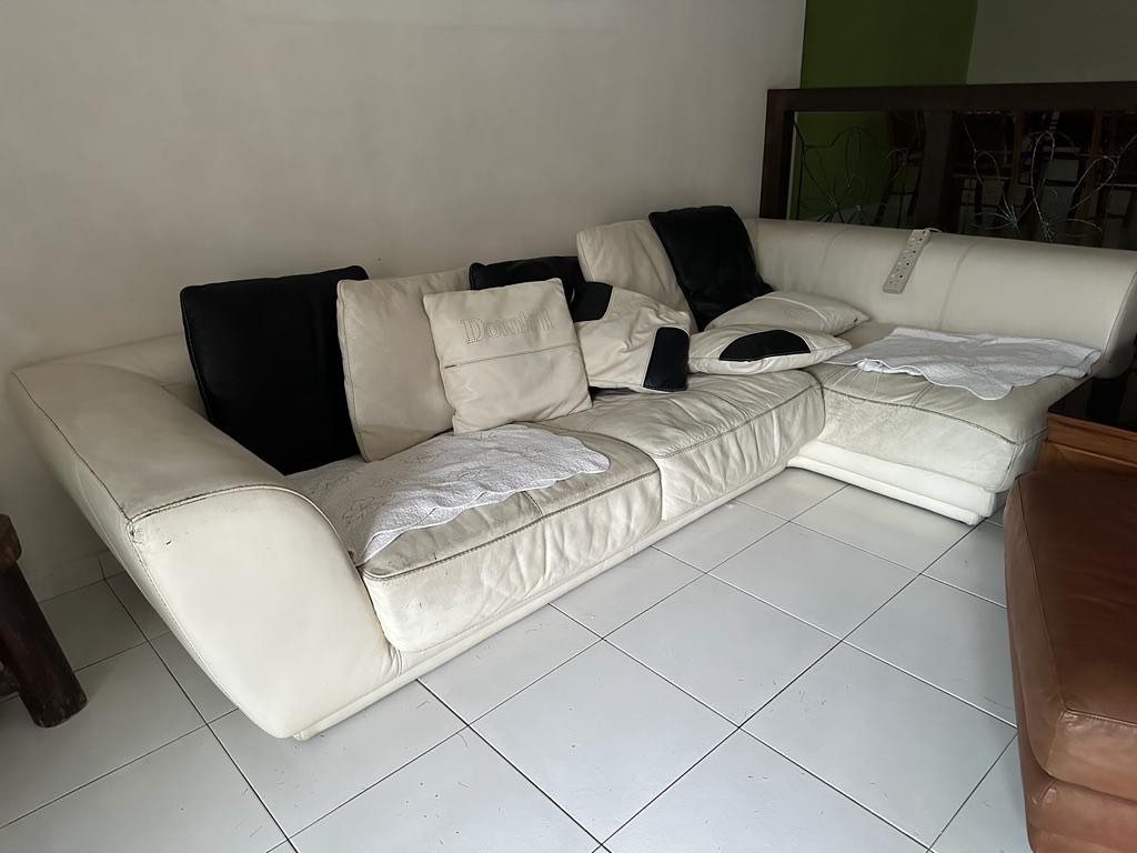 Leather sofa set L shape from hwa tat lee, Furniture & Home Living