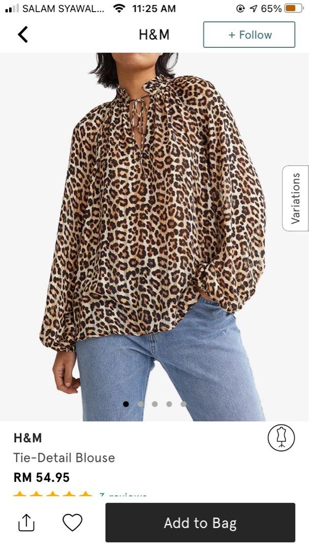 Leopard top H M Women s Fashion Muslimah Fashion Tops on Carousell