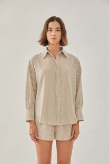 LF Klarra Buttondown Shirt in Stripe Brown