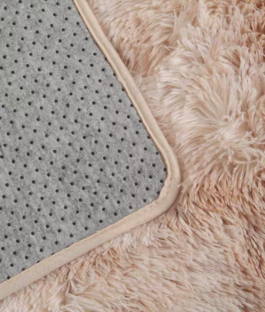 Light Grey Furry Wool Rug/ Carpet with anti slip base design, Furniture
