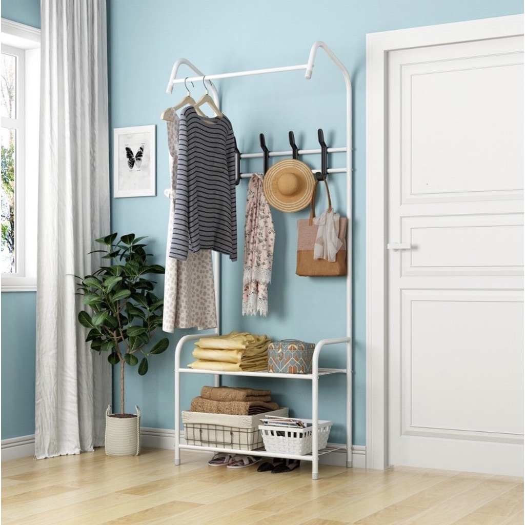 Multifunctional Coat Rack Shoe Rack Clothes Rack Hanger Laundry Rack ...