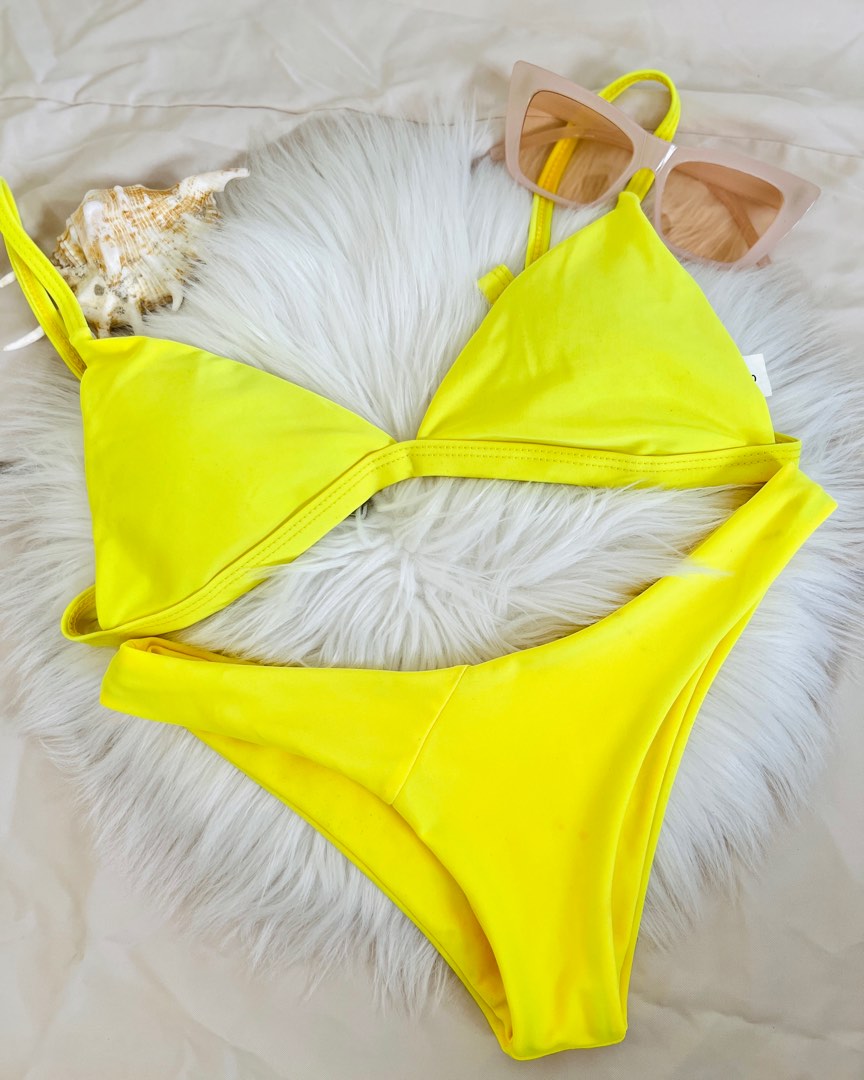 Neon Yellow Bikini Set Womens Fashion Swimwear Bikinis And Swimsuits On Carousell 2762