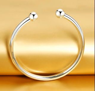 New 925 Sterling Silver Baby Plain Cuff Bangle Bracelet with Twisted Cable Design - a pair