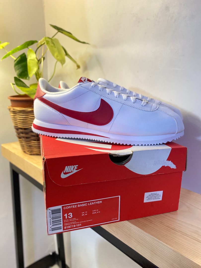 Nike Cortez Basic Leather Gym red, Men's Fashion, Footwear