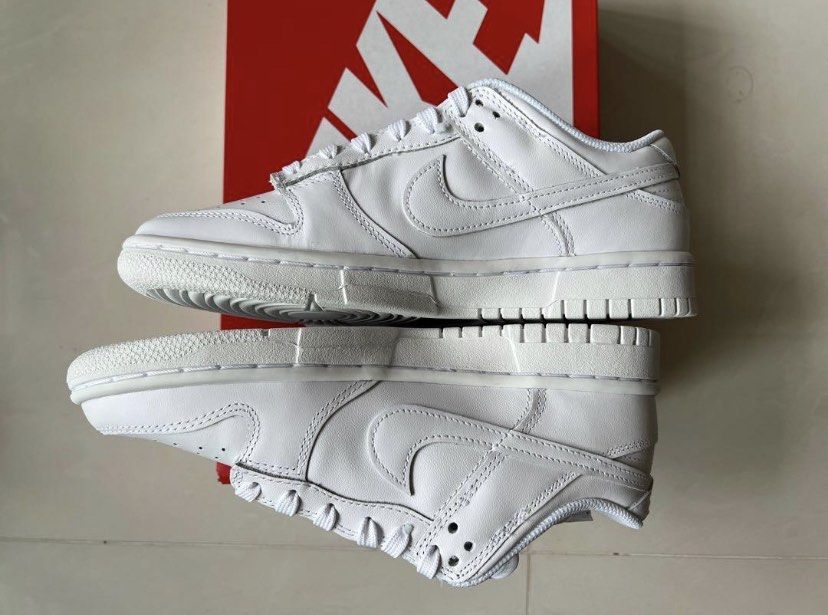 triple white dunk lows