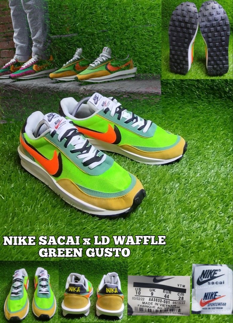 NIKE SACAI X LD WAFFLE GREEN GUSTO, Men's Fashion, Footwear
