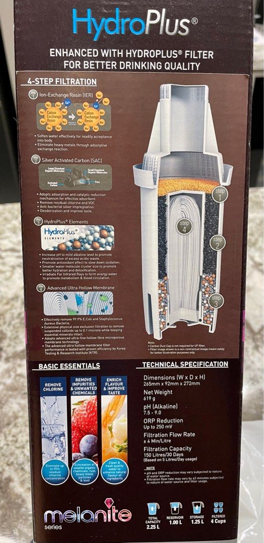 Novita HydroPlus Pitcher + 3 Filters, Furniture & Home Living