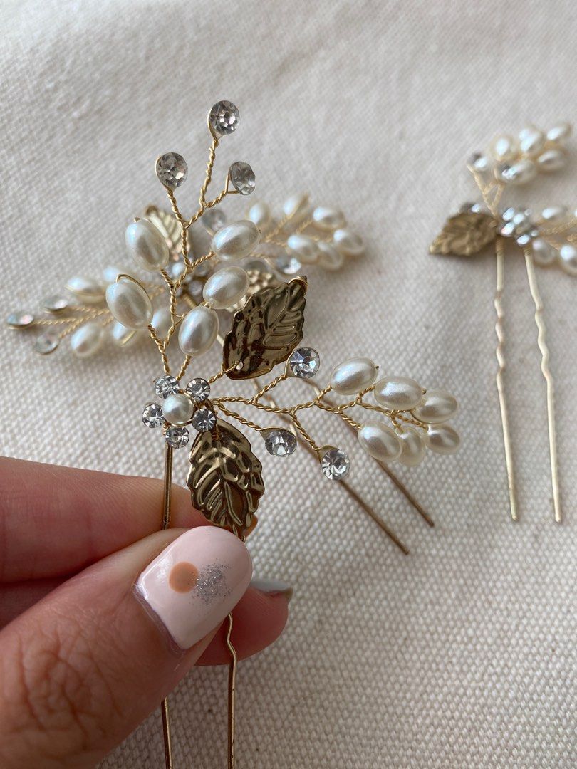 Pearl hair pins, Women's Fashion, Watches & Accessories, Hair Accessories on Carousell