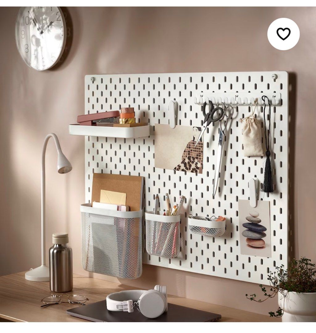 Custom large Metal Peg board wall shelves compatible with ikea Skadig, Furniture & Home Living