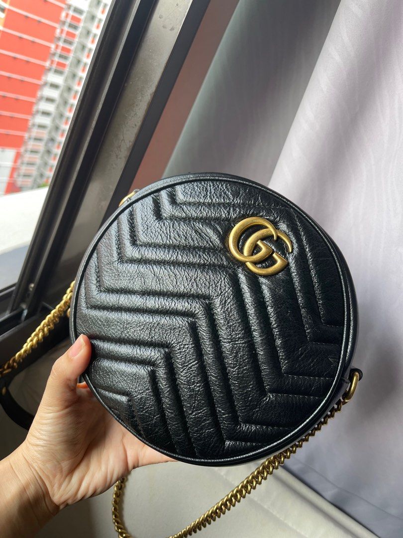 Pre own Gucci Marmont mini round shoulder bag