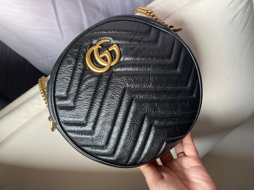 Gg marmont mini round shoulder bag price outlet
