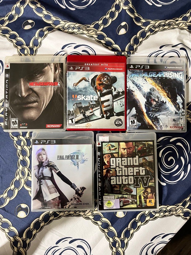 ps3 console (Category: PlayStation) located in Singapore. Submitted by itsfarid09 (Listing ID 1206378264, Image 2). Description: ps3 console comes with 2 controller skate 3 metal gear solid 4 metal gear rising final fantasy XIII (brand new sealed) GTA IV (brand new sealed).
