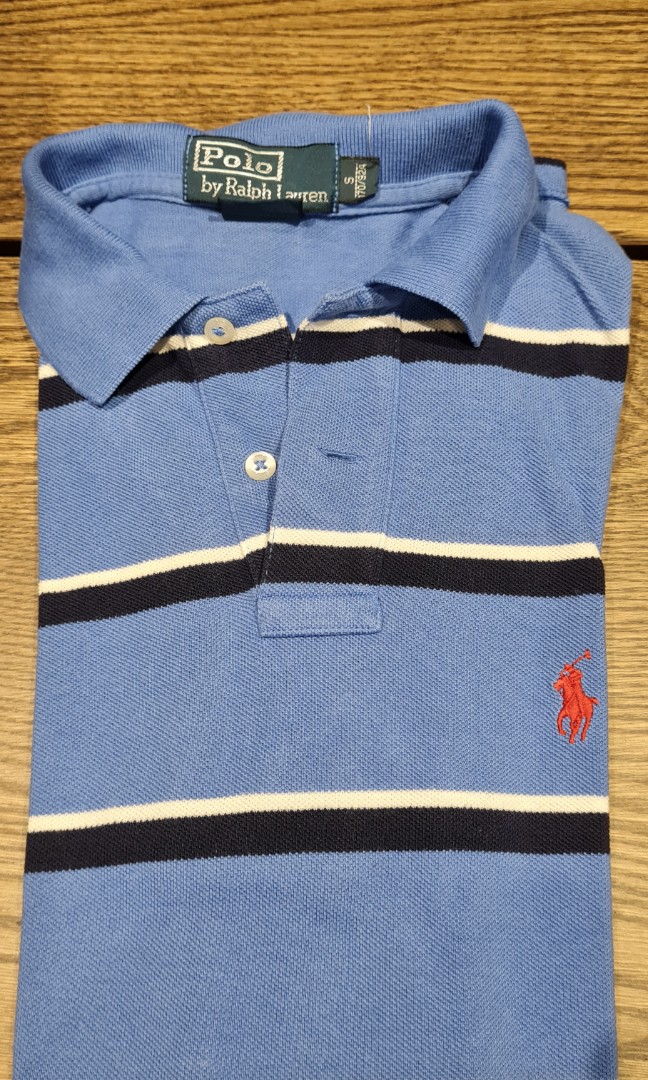 RALPH LAURE LN POLO SHIRT STRIPES, Luxury, Apparel on Carousell