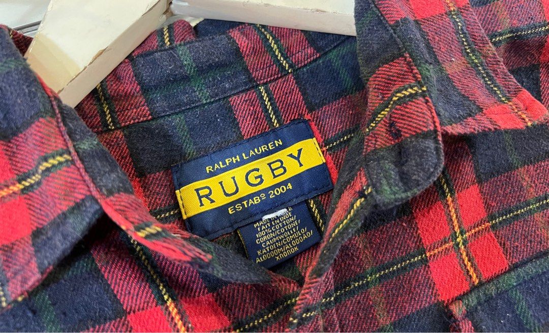 PYREX by Virgil Abloh Plaid Flanel Shirt On Ralph Lauren Rugby