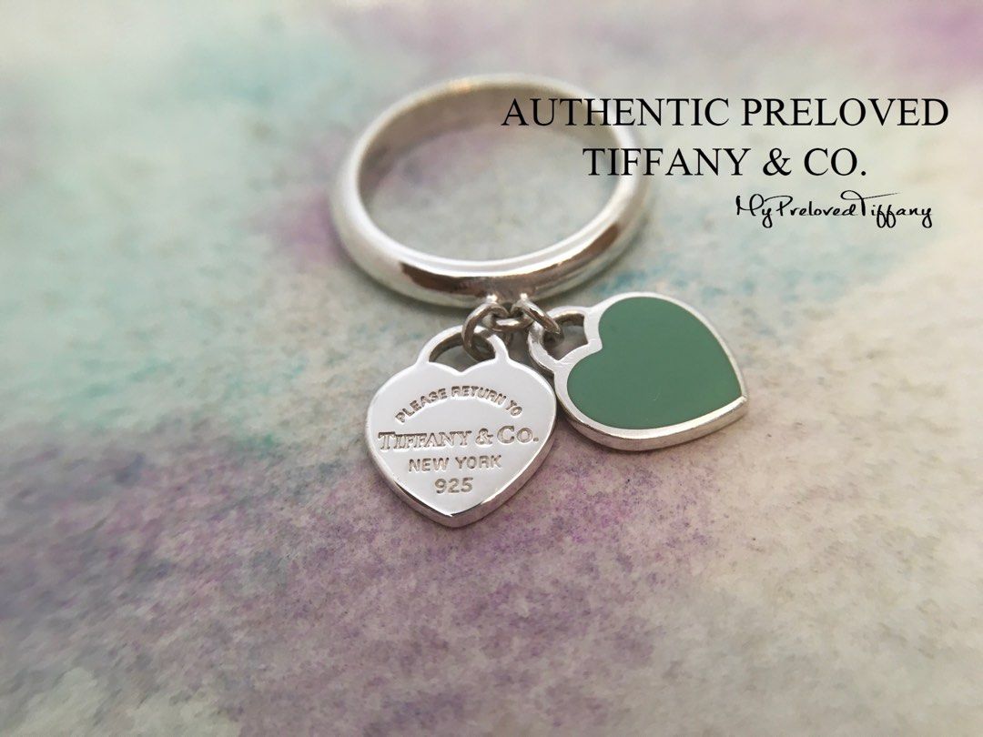 Retired Authentic Tiffany Co Return To Blue Green Enamel Double