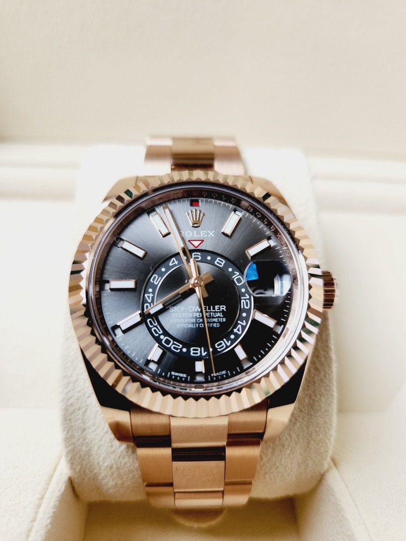 Rolex Sky Dweller Rose Gold Rhodium Dial 2022 Full Set Luxury Watches on Carousell