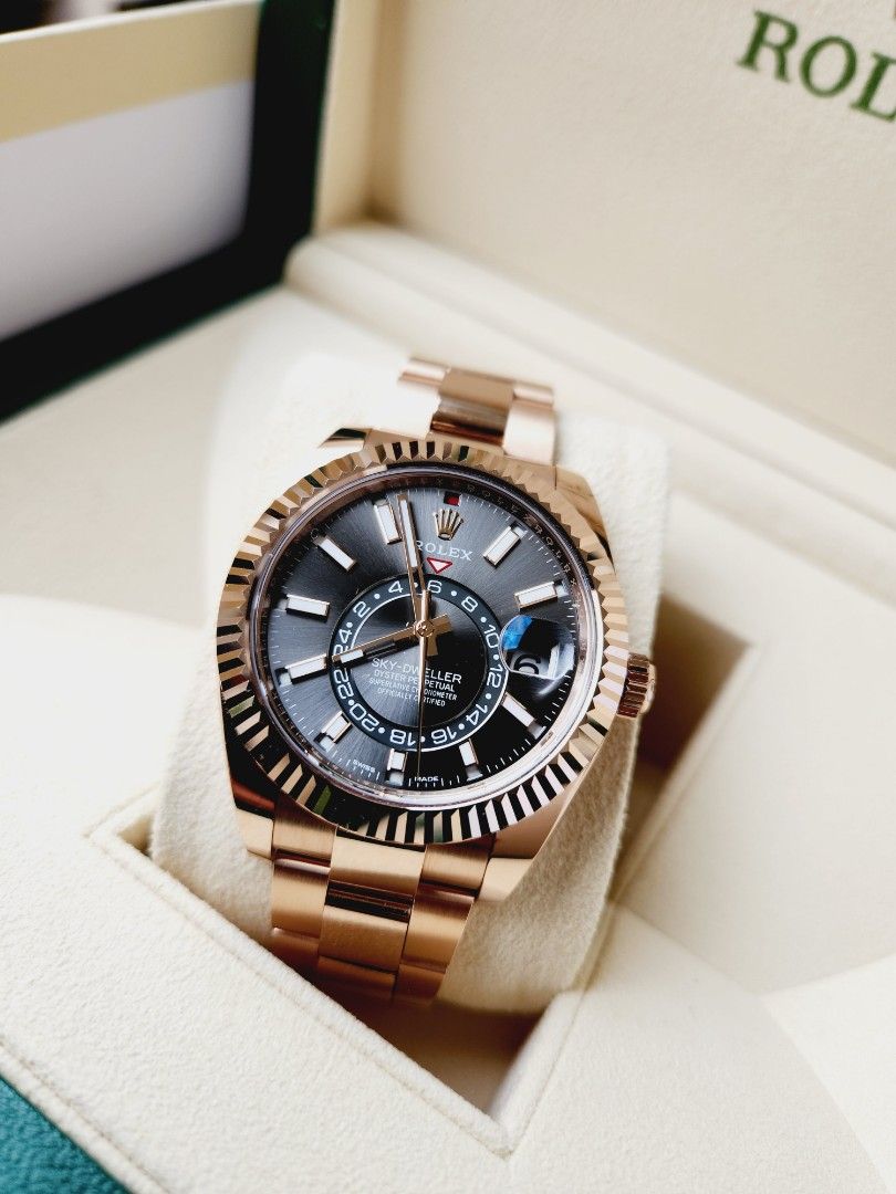 Rolex Sky Dweller Rose Gold Rhodium Dial 2022 Full Set Luxury Watches on Carousell