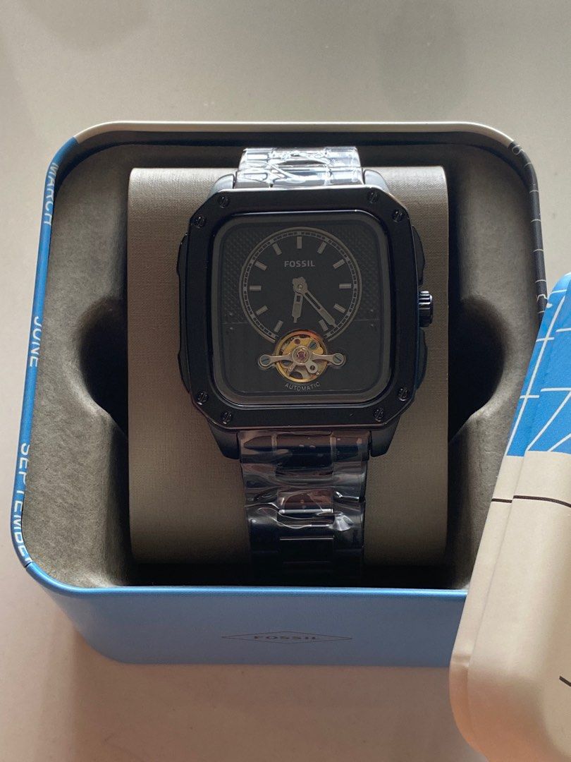 🌟STAR BUY🌟 Fossil Inscription Automatic Black Stainless Steel Watch  (42mm) ME3238