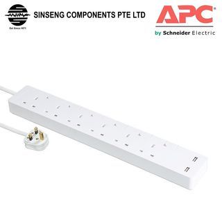 Schneider Electric- Avatar on Trailing Socket with Individual Switch & x2 USB, 6 Gang Way Multi Plug Extension Socket