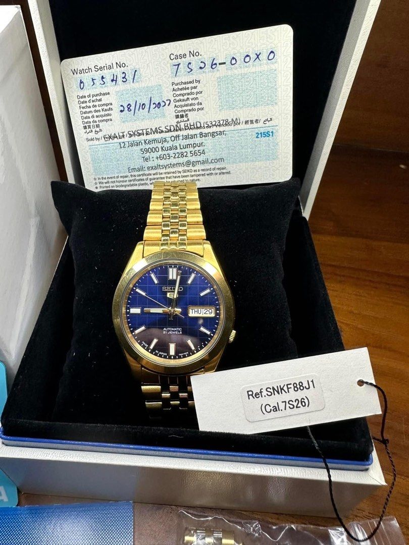 Seiko 5 Automatic Blue Dial Gold watch, Men's Fashion, Watches &  Accessories, Watches on Carousell