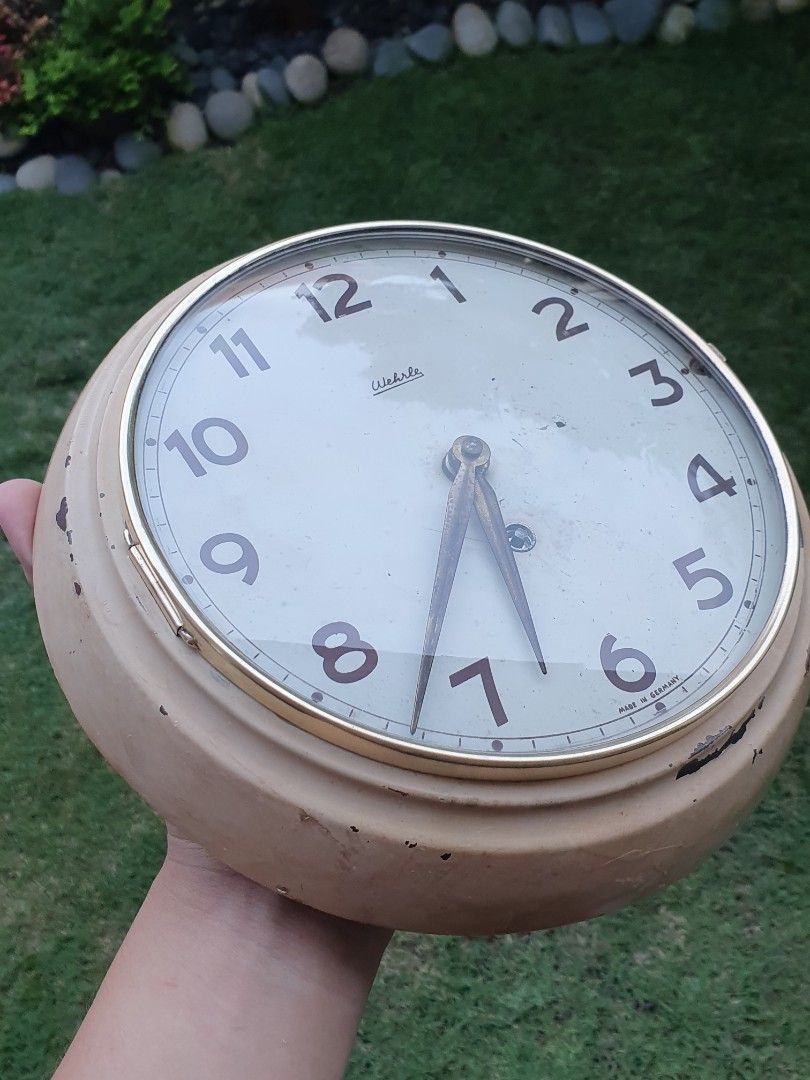 SERVICED GERMAN Wehrle wall clock Rare manual wind retro manual wind