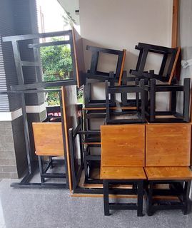 Set meja kursi restoran meja kursi kayu