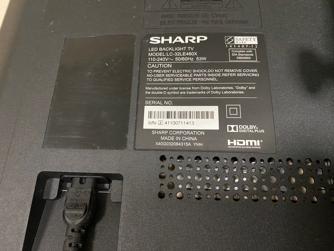 SHARP AQUOS LED BACKLIGHT TV, Model LC.32LE460X, TV & Home Appliances